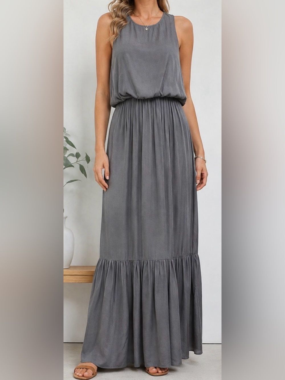 Natalie Deayala Collection Grey Maxi Dress Sz. M